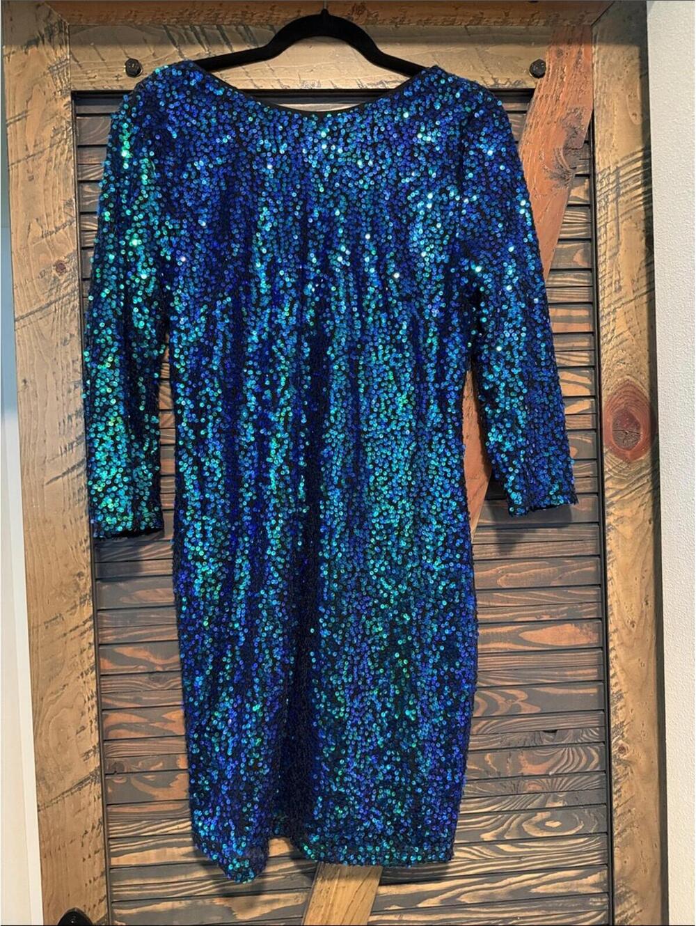 H&M Blue and Teal Sequin Mini Dress